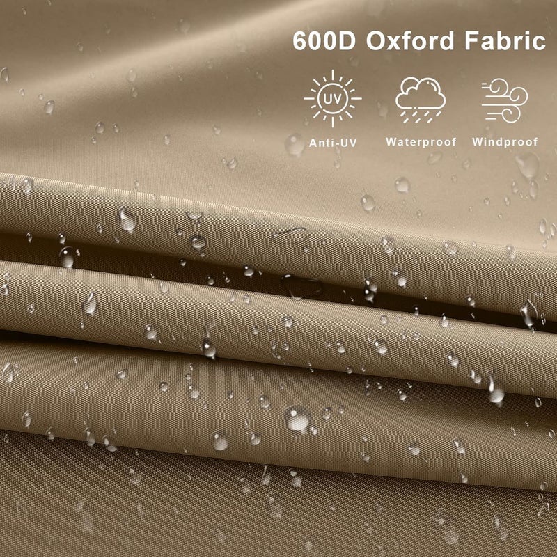 COOSHADE 600D Patio Umbrella Parasol Cover Waterproof Outdoor Anti-UV Protective Cover with Zipper Fits Market Umbrella Up to 14 Feet,Khaki - Image 5
